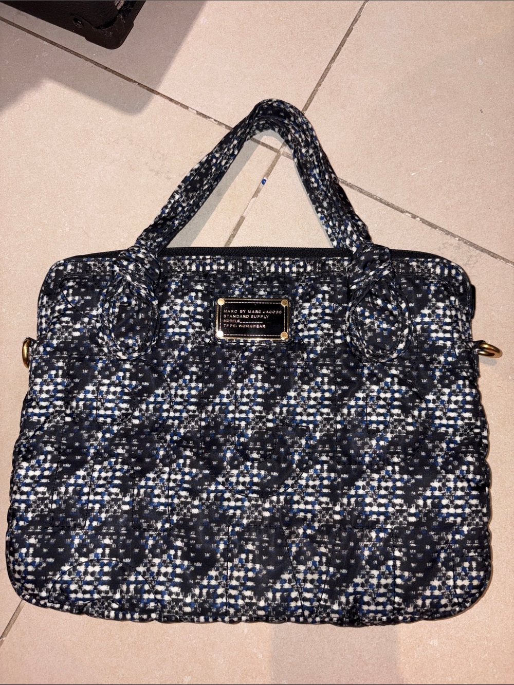 Marc Jacobs Tweed Quilted Tote laptop Bag in black & White- excellent condition